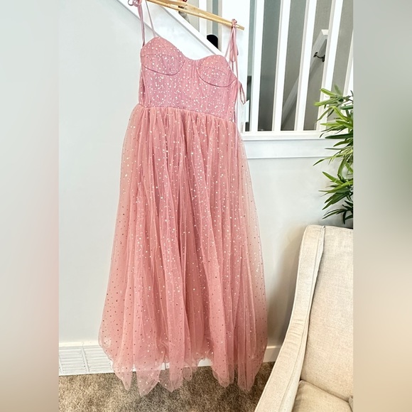 Starry PInk Tulle Prom Dress - Picture 4 of 7